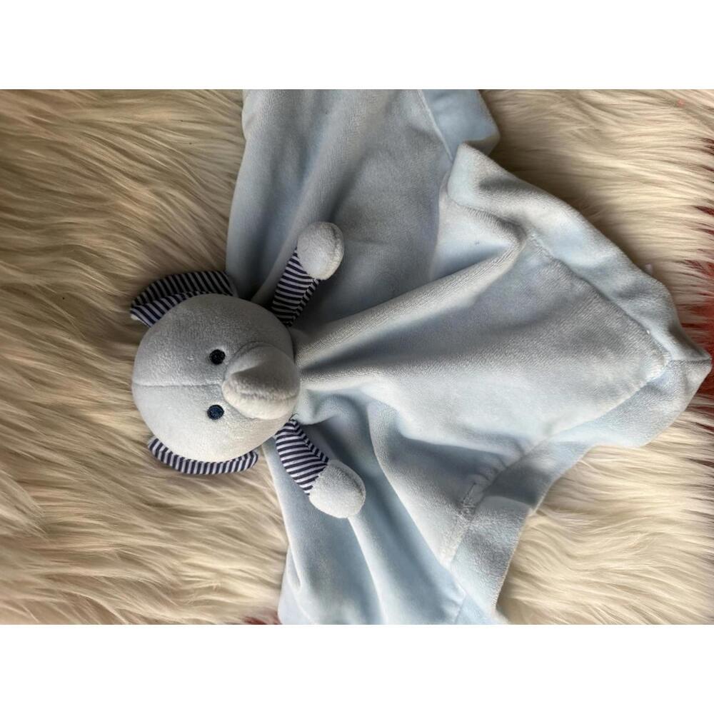 Soft Blue Elephant Baby Security Blanket Plush Toy
